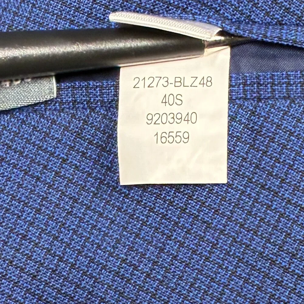 Bonobos Marzotto Italian Wool Royal Blue Micro Check Blazer 40S Slim Sport Coat